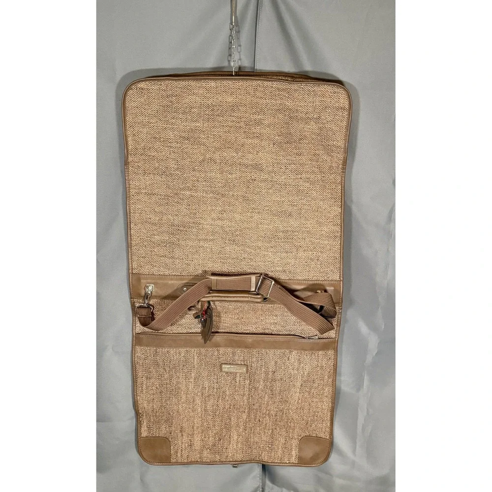 Vintage Members Only 3 Piece Luggage Set Brown Tweed Suitcase Garment Carry On